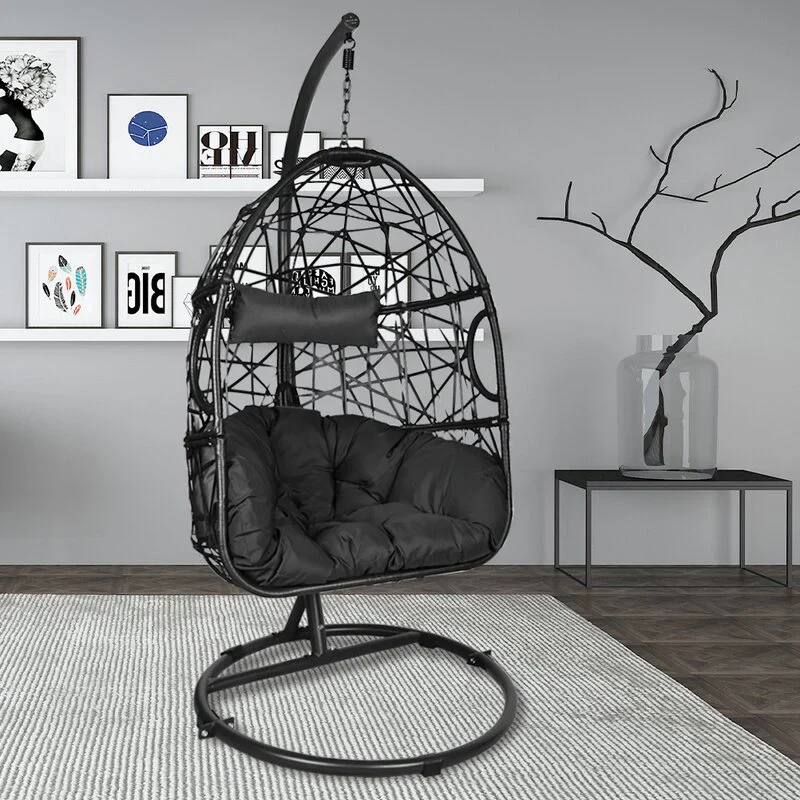 Black Wicker Hanging Egg Chair