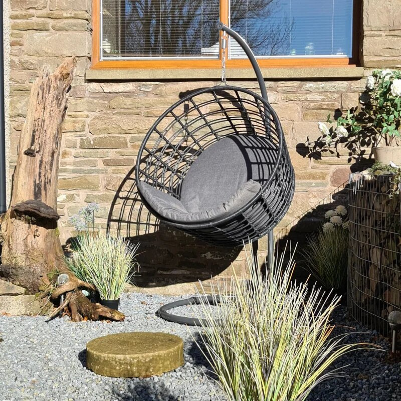 MyGreenearth Single Seater Hanging Swing With Stand - Dark Grey