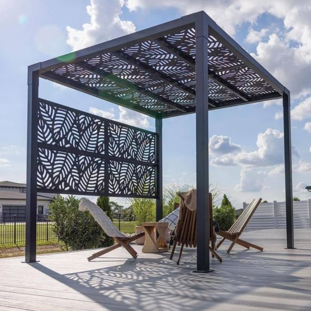 Glass Pergola - 10MM Toughened Glass, with Laser Cut Sheet Design