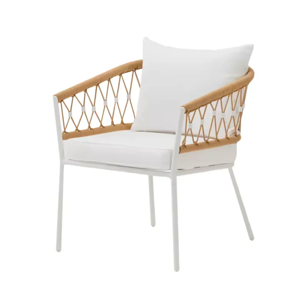 MyGreenearth Outdoor Patio Seating Set 2 Chairs and 1 Table Set Braided & Rope (Honey/White)