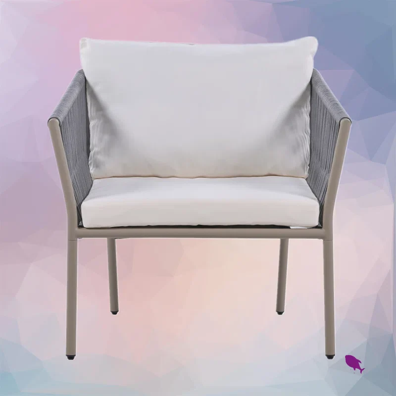 MyGreenearth Outdoor Patio Seating Set 2 Chairs and 1 Table Set (Grey) Braided & Rope