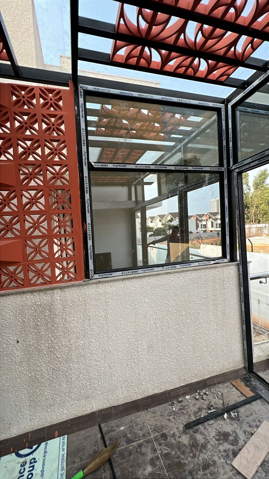 Glass Pergola with Terracotta Jalli 