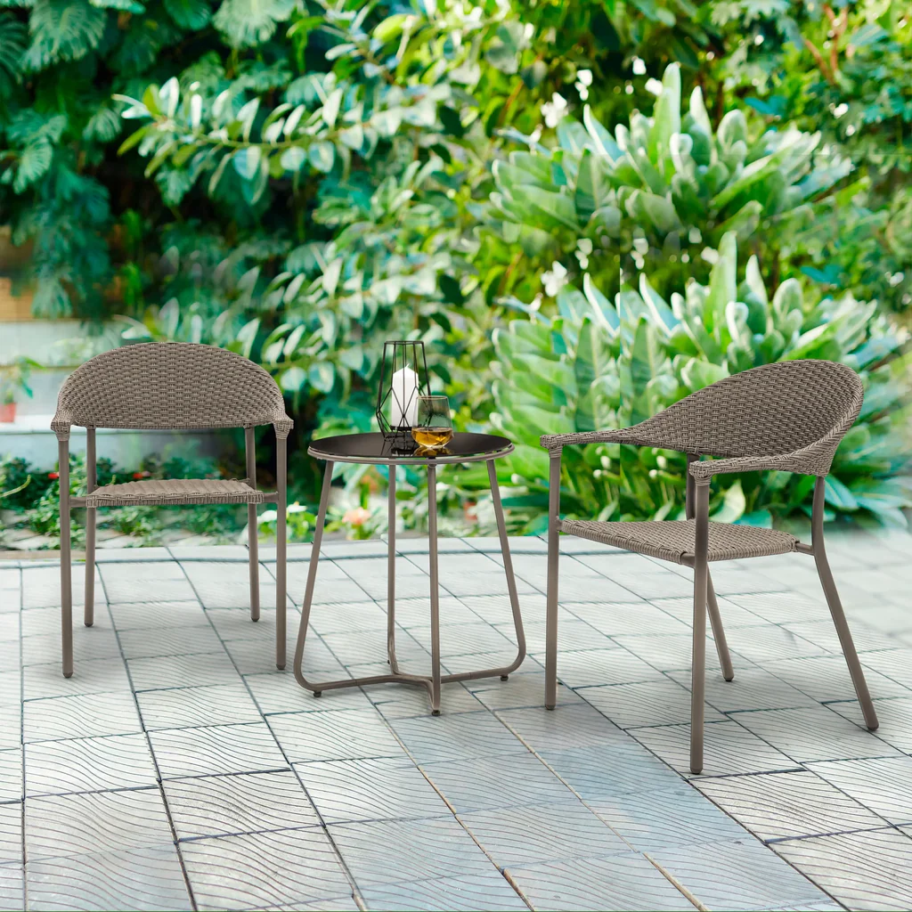 MyGreenearth Outdoor Patio Seating Set 2 Chairs and 1 Table Set (Brown)