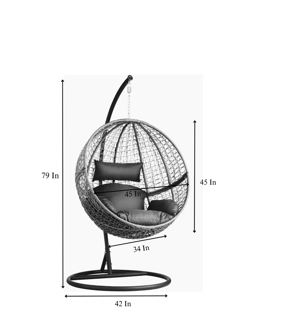 MyGreenearth Single Seater Hanging Swing With Stand For Balcony, Garden Swing (White)