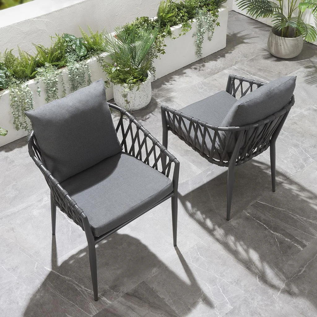 MyGreenearth Outdoor Patio Seating Set 2 Chairs and 1 Table Set Braided & Rope