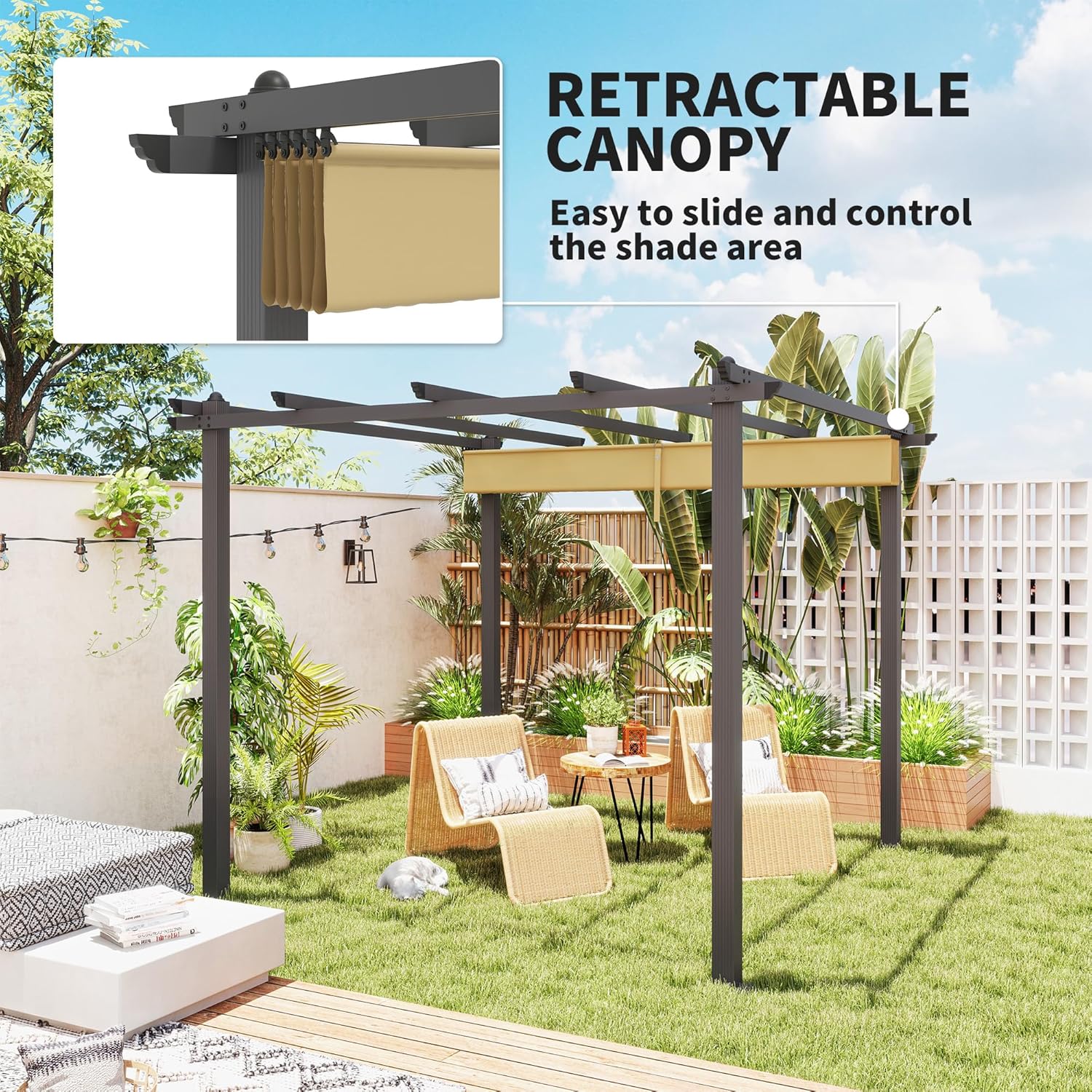 Retractable Roof Pergola of Paggu Brand- 10'X10' Pergola 