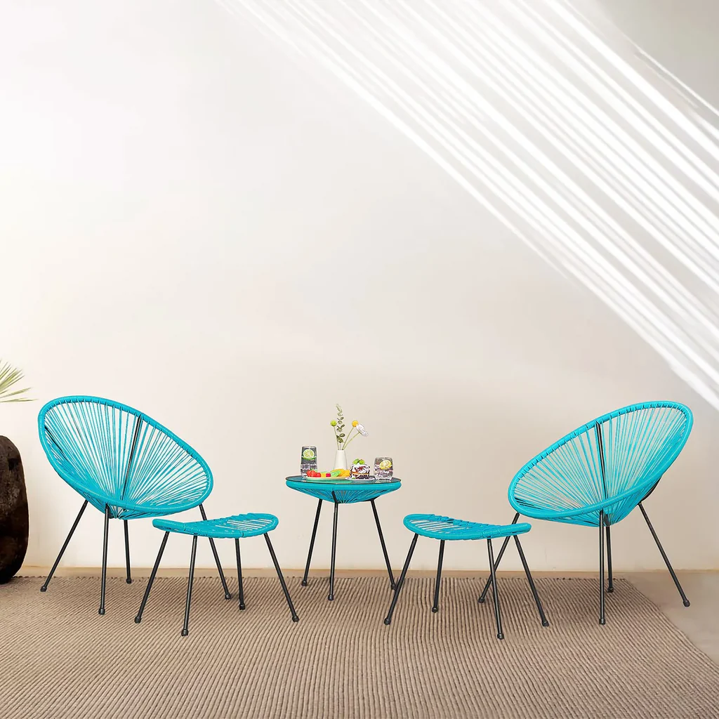 MyGreenearth Outdoor Patio Seating Set 2 Chairs and 1 Table Set (Blue)