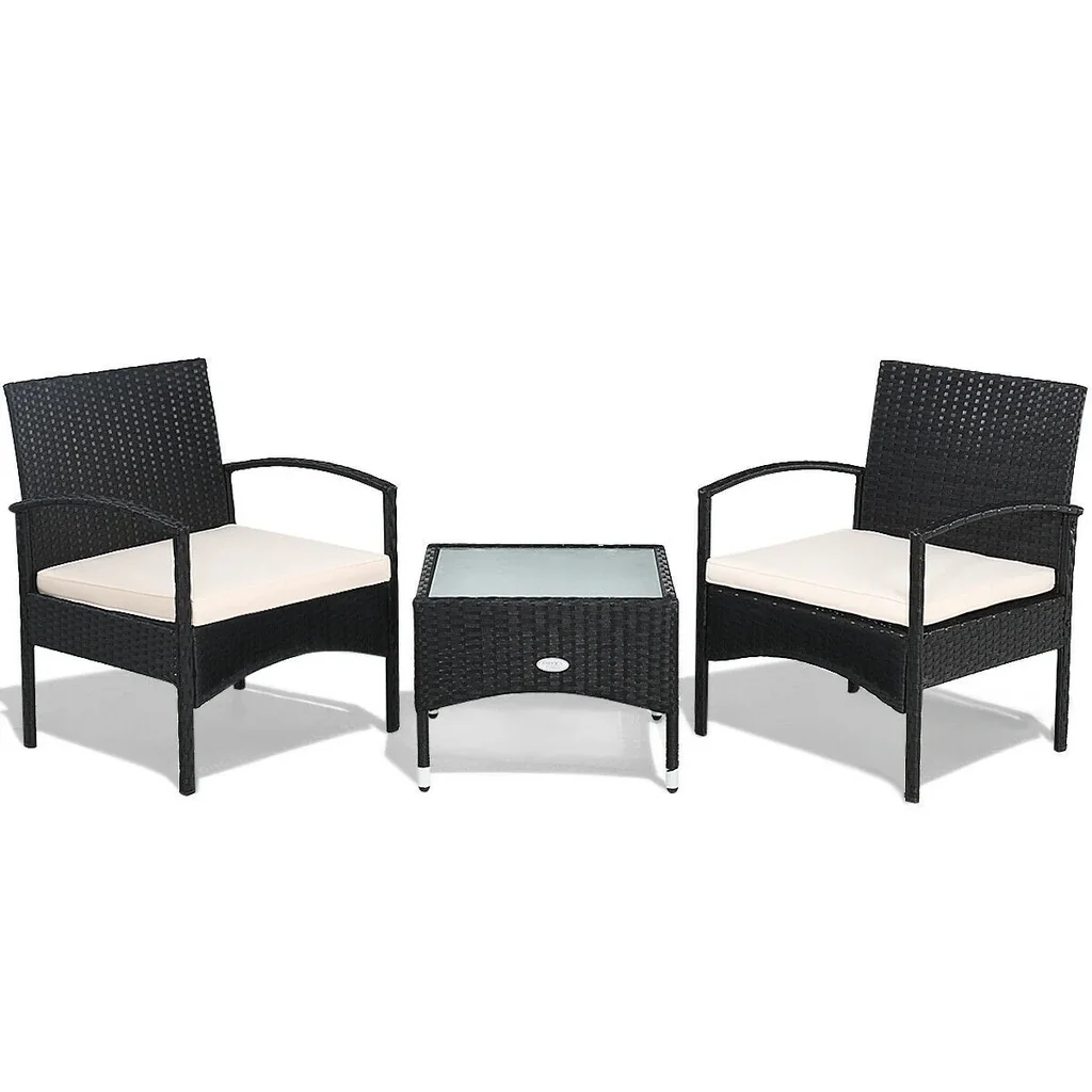MyGreenearth Outdoor Patio Seating Set 2 Chairs and 1 Table Set (Black)