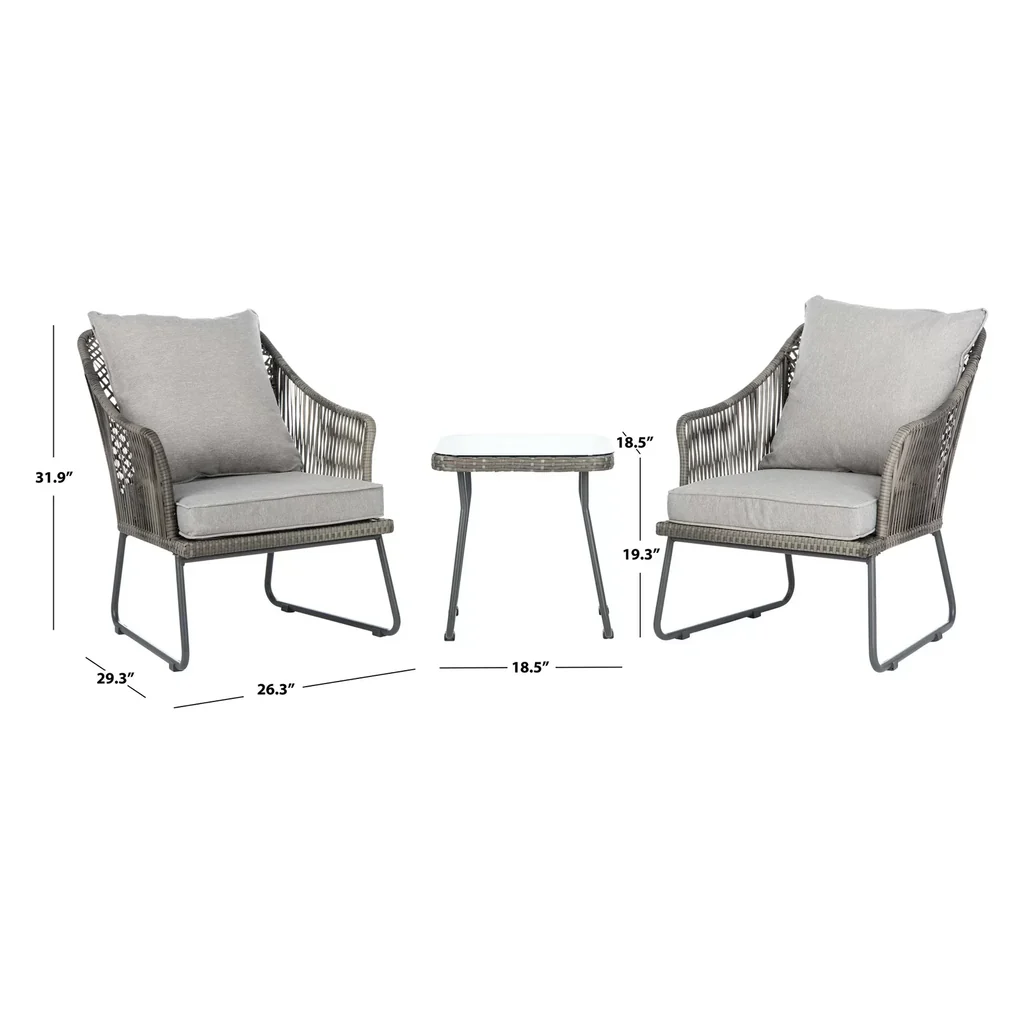 MyGreenearth Outdoor Patio Seating Set 2 Chairs and 1 Table Set (Grey)
