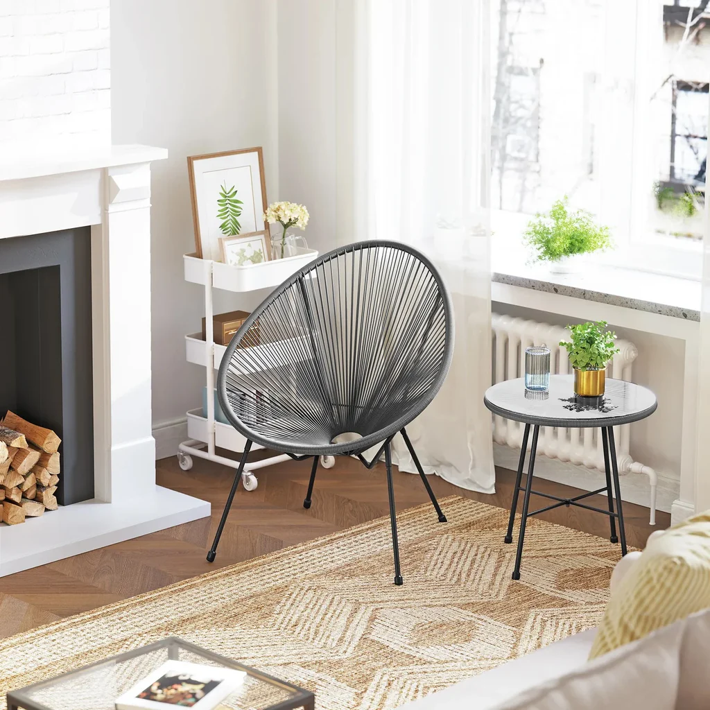 MyGreenearth Outdoor Patio Seating Set 2 Chairs and 1 Table Set (Dark Grey)