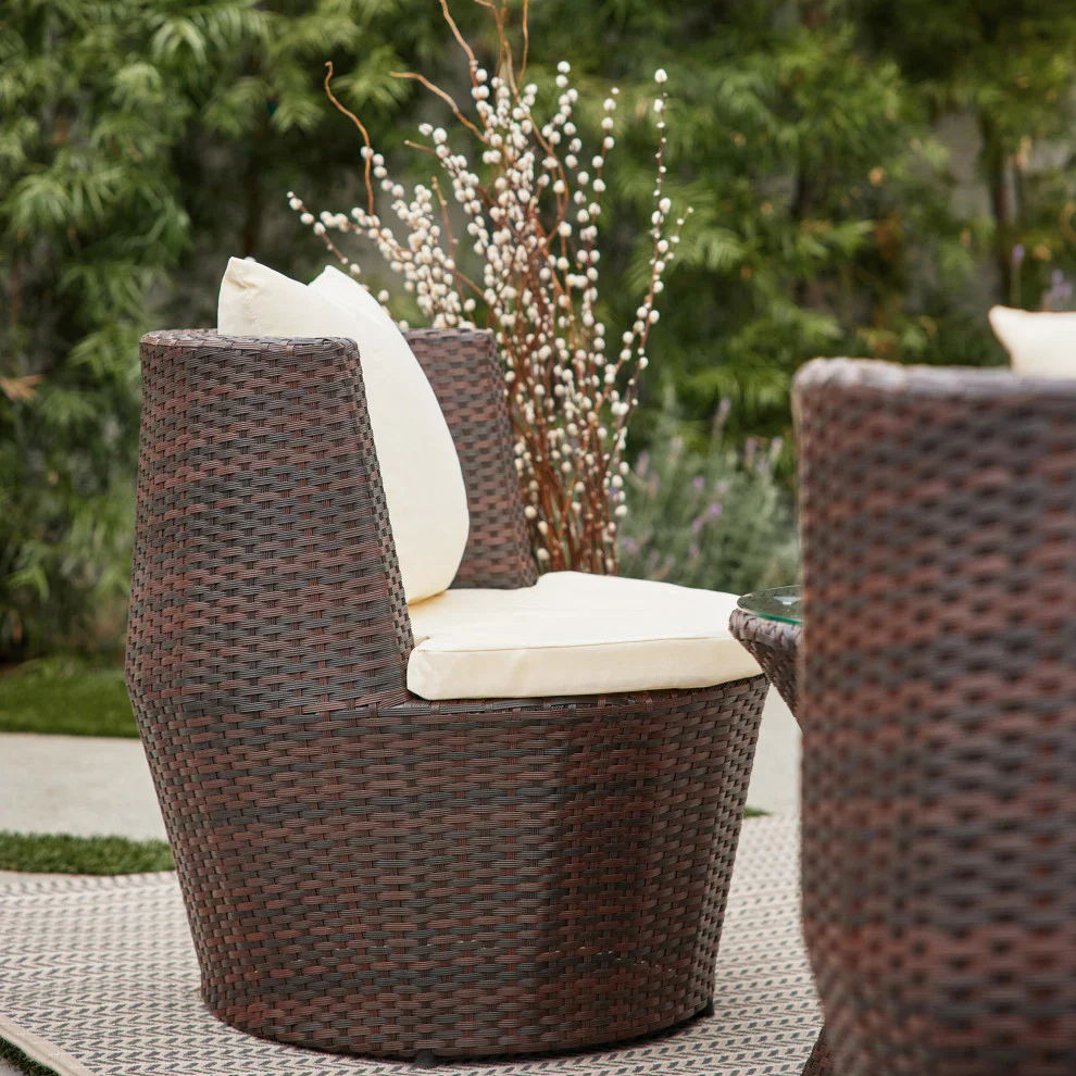 MyGreenearth Outdoor Patio Seating Set 2 Chairs 1 Table Brown