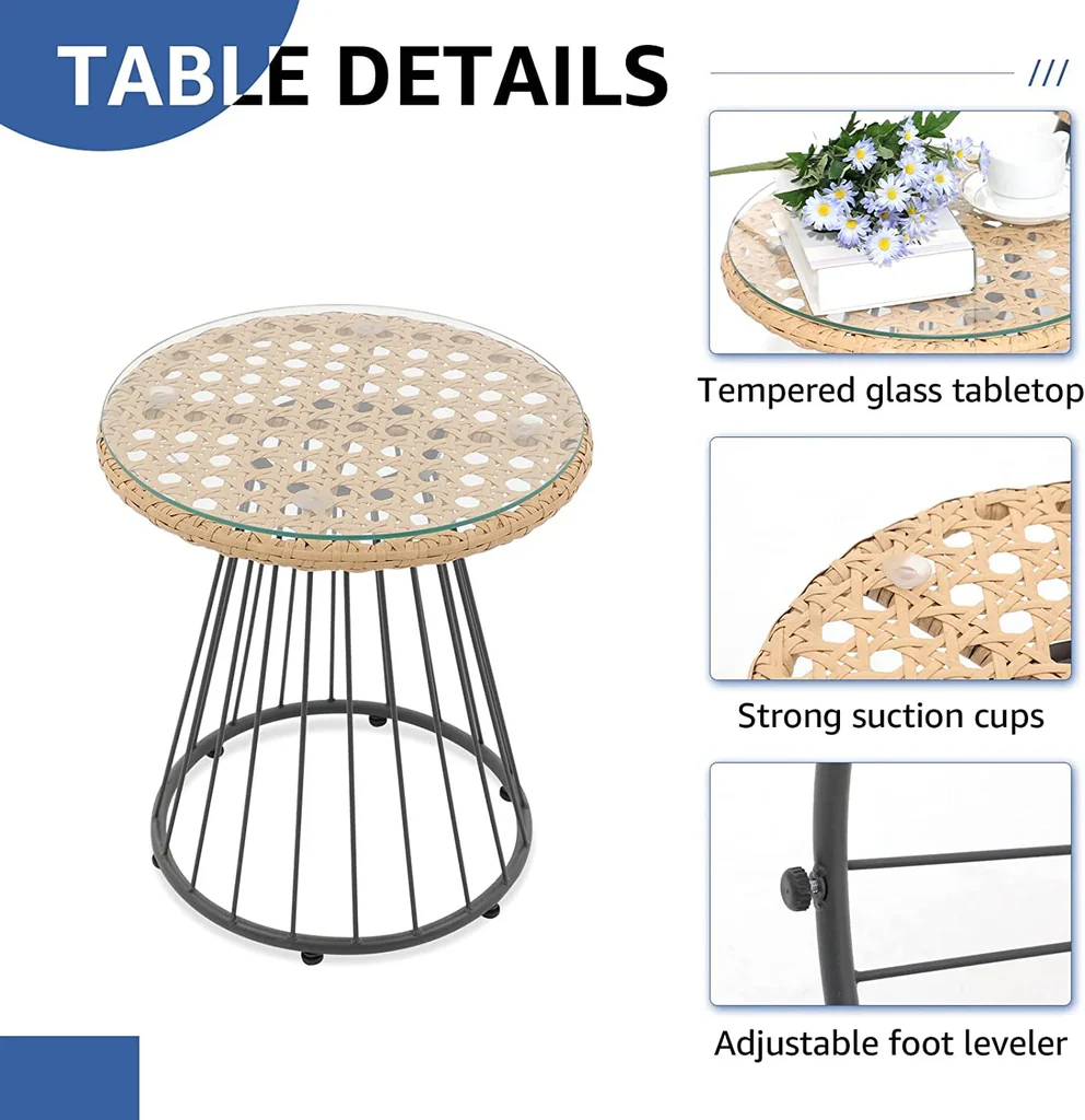 MyGreenearth Outdoor Patio Seating Set 2 Chairs and 1 Table Set (Tan + White)