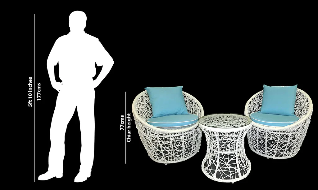 MyGreenearth Outdoor Patio Seating Set 2 Chairs and 1 Table Set (White)