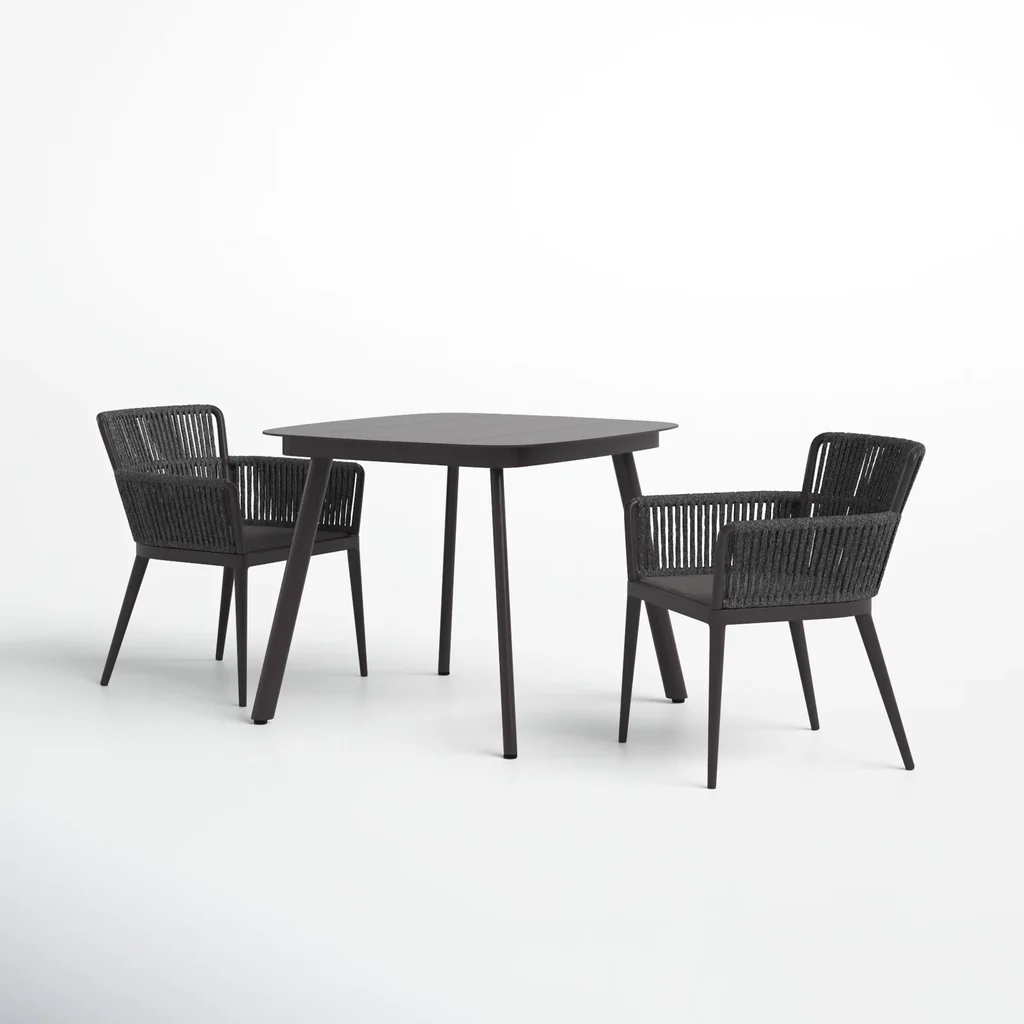 MyGreenearth Outdoor Patio Seating Set 2 Chairs and 1 Table Set (Dark Brown) Braided & Rope