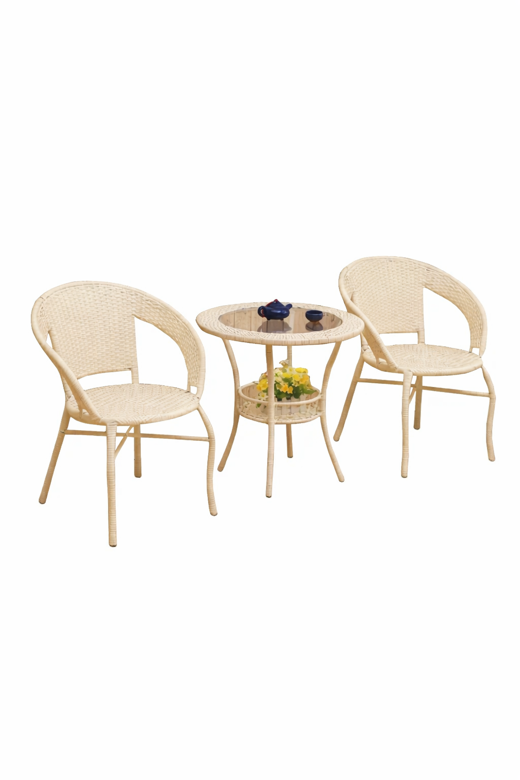 MyGreenearth Outdoor Patio Seating Set 2 Chairs and 1 Table Set (Cream)