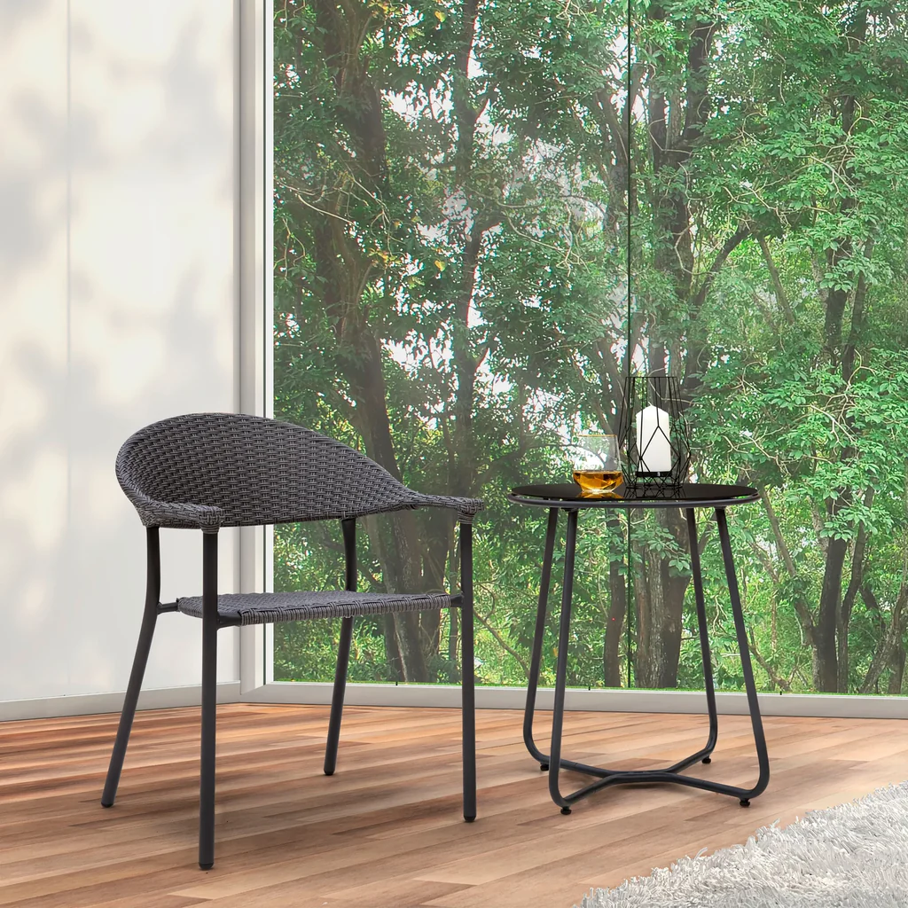 MyGreenearth Outdoor Patio Seating Set 2 Chairs and 1 Table Set (Dark Grey)