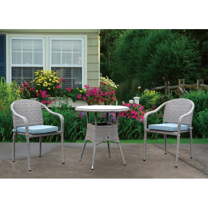 MyGreenearth Outdoor Patio Seating Set 2 Chairs and 1 Table Set (Grey)