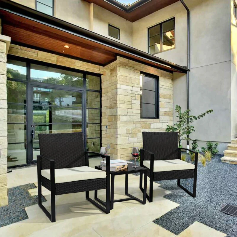 MyGreenearth Outdoor Patio Seating Set 2 Chairs and 1 Table Set (Black)