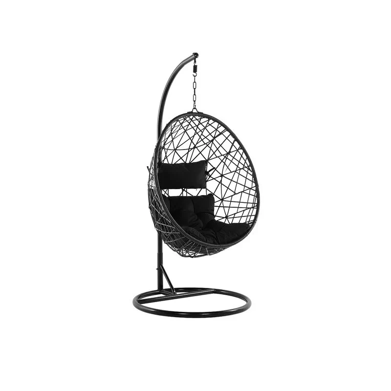 Single Seater Hanging Swing With Stand - Black