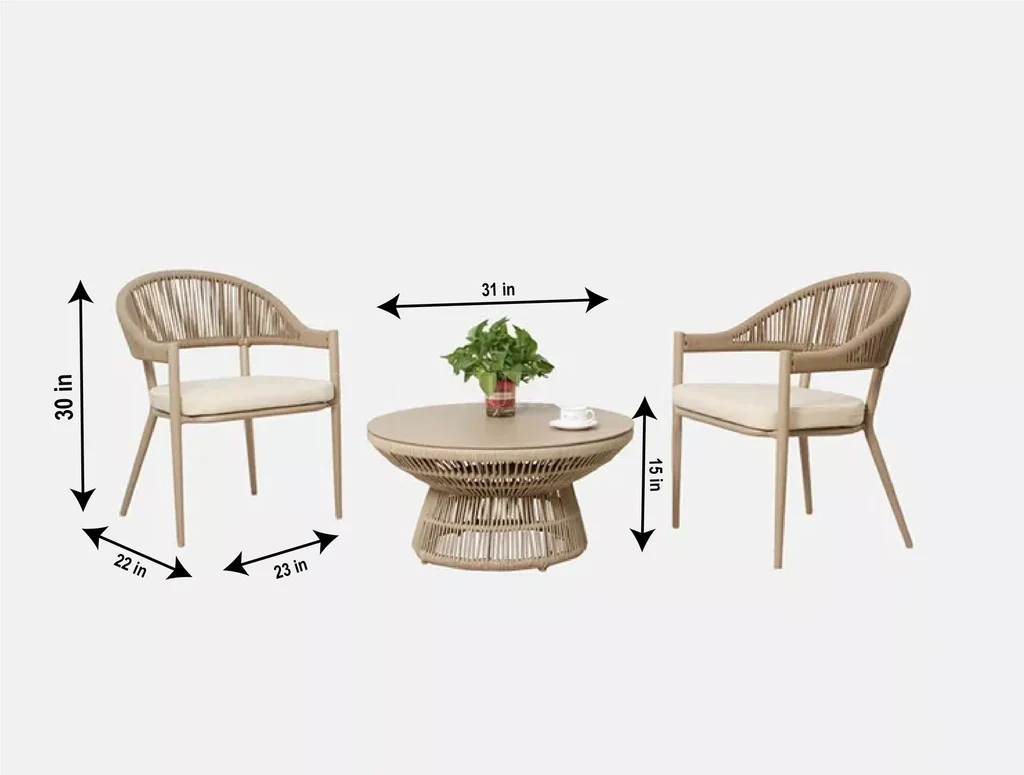 MyGreenearth Outdoor Patio Seating Set 2 Chairs and 1 Table Set (Beige)