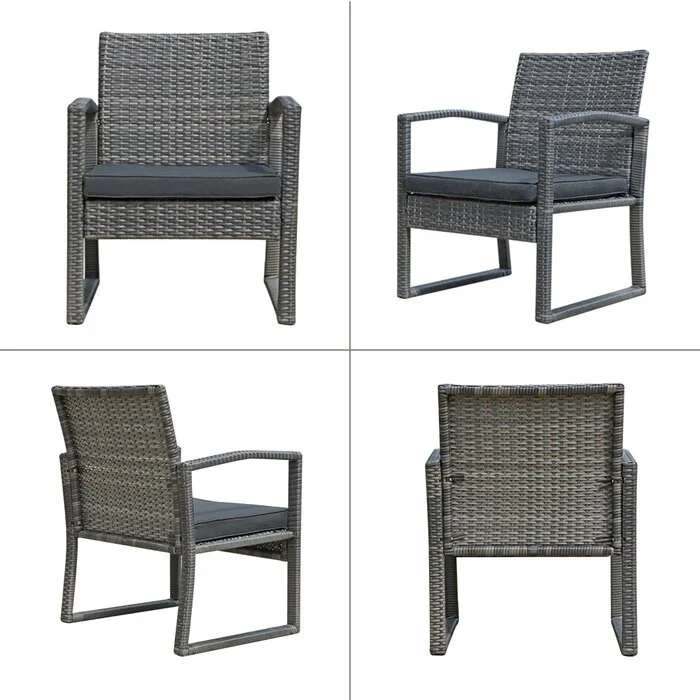 MyGreenearth Outdoor Patio Seating Set 2 Chairs 1 Table Grey