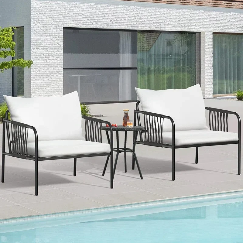 MyGreenearth Outdoor Patio Seating Set 2 Chairs and 1 Table Set (Black)