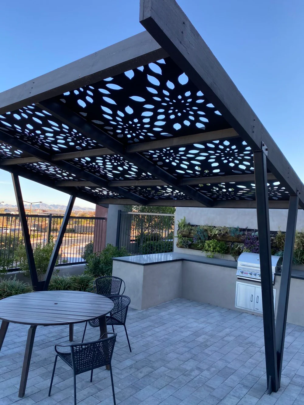 Glass Pergola - 10MM Toughened Glass, with Laser Cut Sheet Design