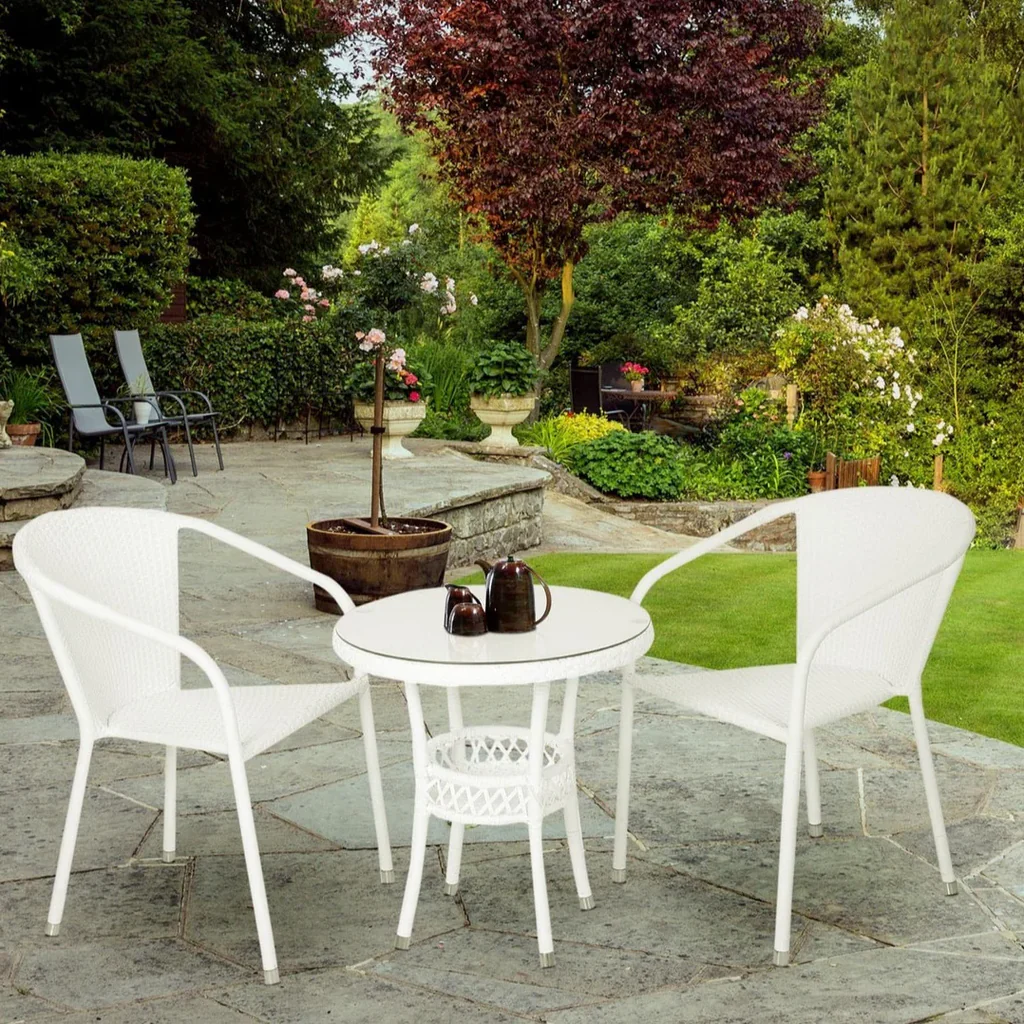 MyGreenearth Outdoor Patio Seating Set 2 Chairs and 1 Table Set (White)