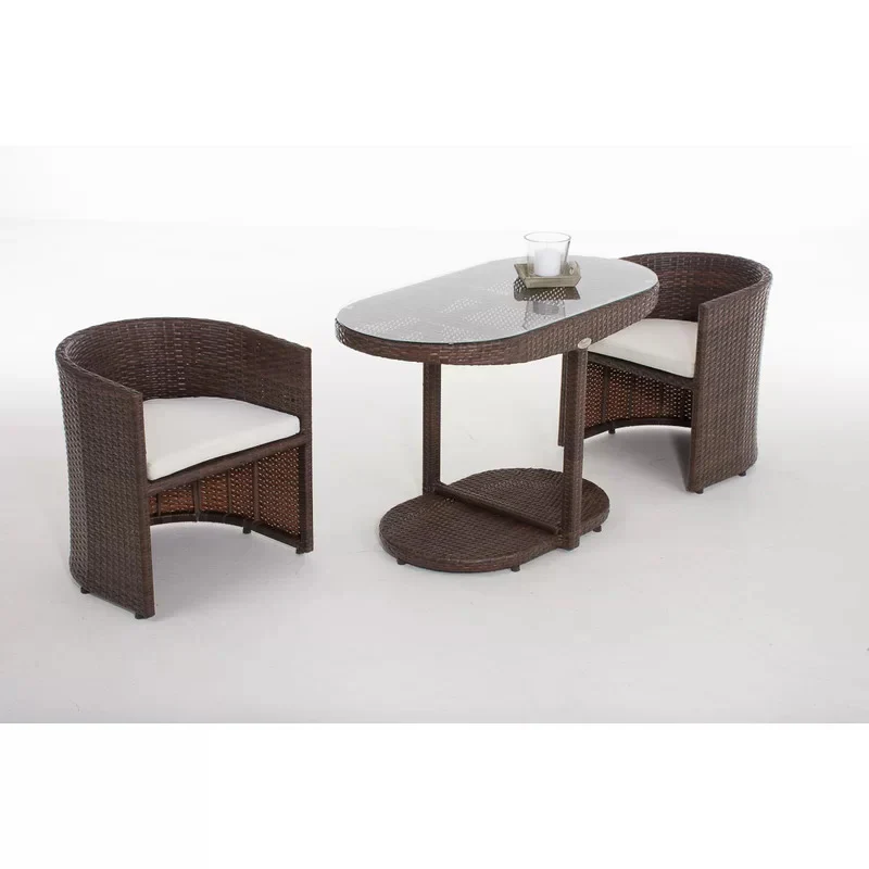 MyGreenearth Outdoor Patio Seating Set 2 Chairs and 1 Table Set Brown