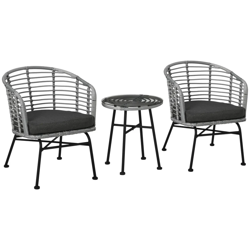 MyGreenearth Outdoor Patio Seating Set 2 Chairs and 1 Table Set (Grey)