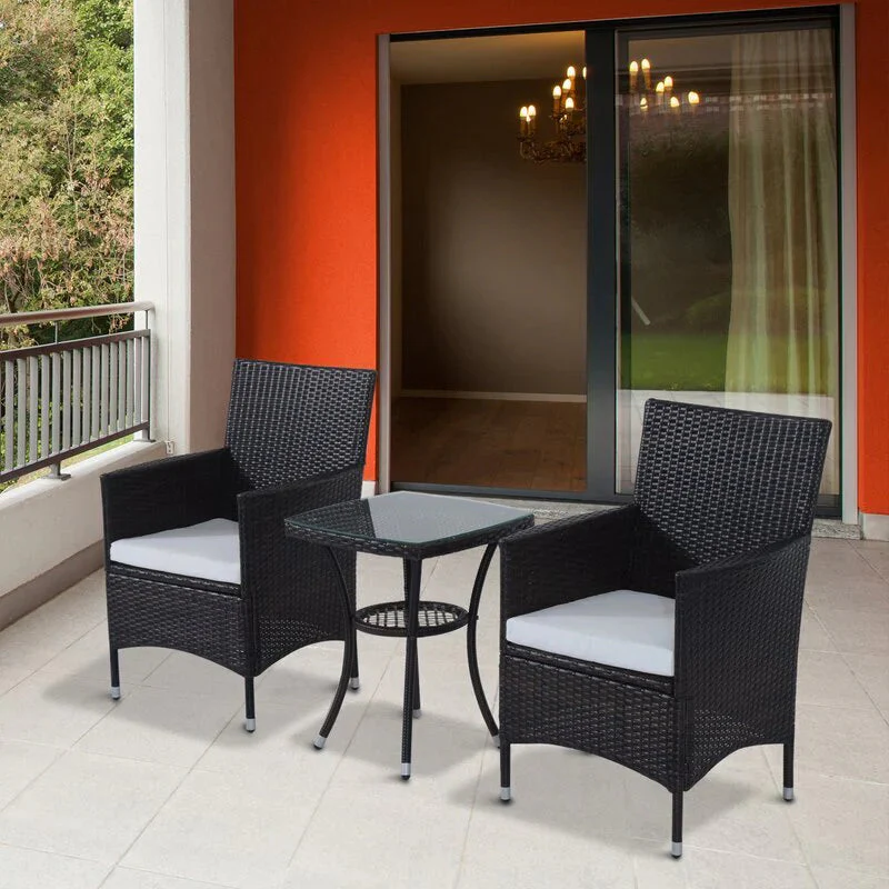 MyGreenearth Outdoor Patio Seating Set 2 Chairs 1 Table Black