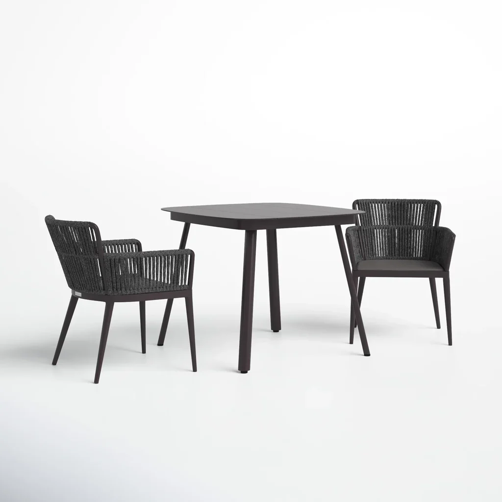 MyGreenearth Outdoor Patio Seating Set 2 Chairs and 1 Table Set (Dark Brown) Braided & Rope