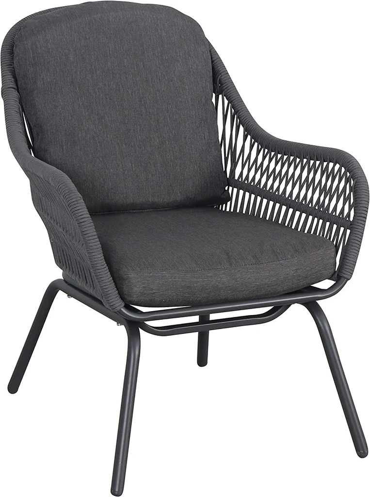 MyGreenearth Outdoor Patio Seating Set 2 Chairs and 1 Table Set (Dark Grey) Braided & Rope