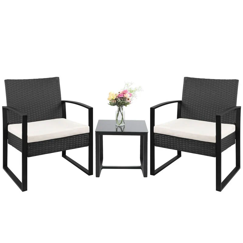 MyGreenearth Outdoor Patio Seating Set 2 Chairs and 1 Table Set (Black)