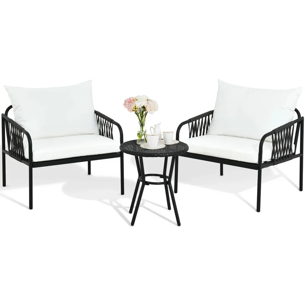 MyGreenearth Outdoor Patio Seating Set 2 Chairs and 1 Table Set (Black)