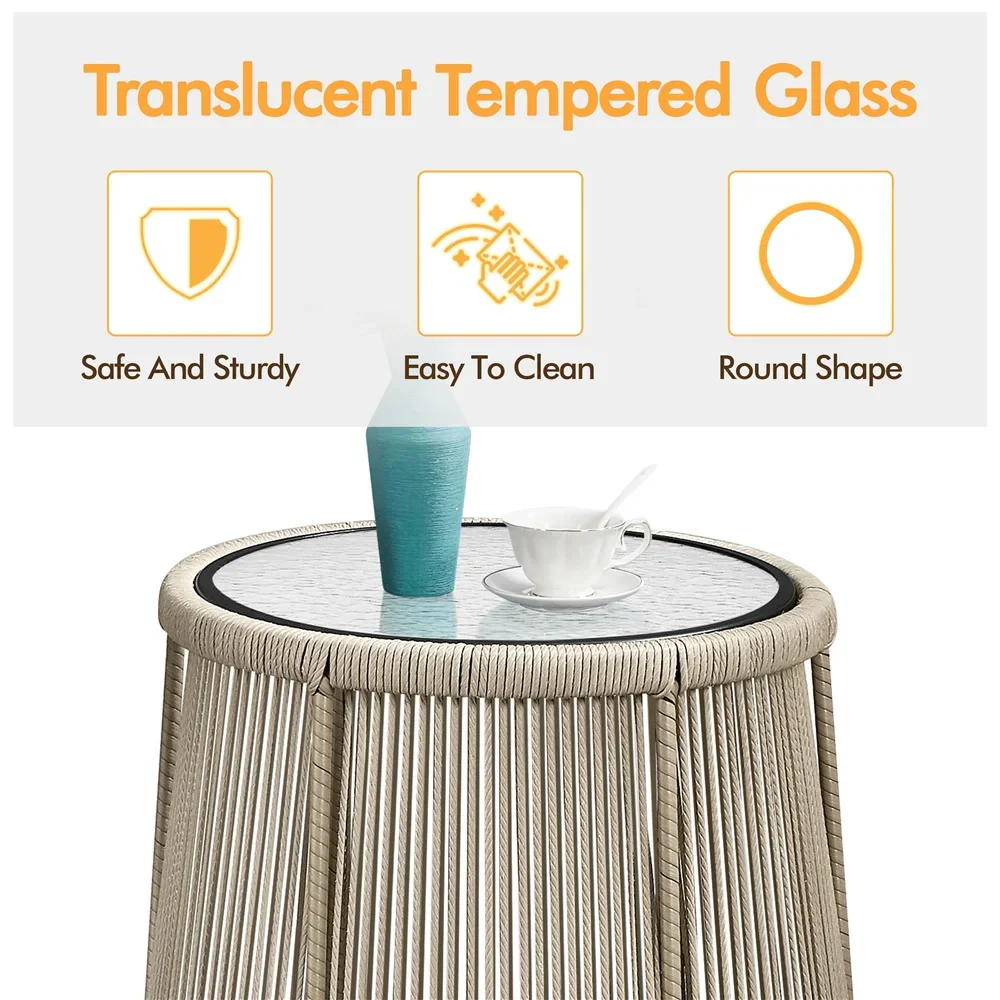 MyGreenearth Outdoor Patio Seating Set 2 Chairs and 1 Table Set Cream