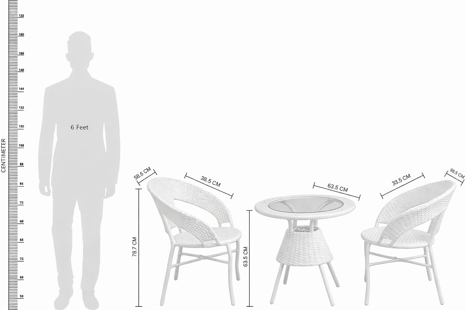 MyGreenearth Outdoor Patio Seating Set 2 Chairs and 1 Table Set (White)