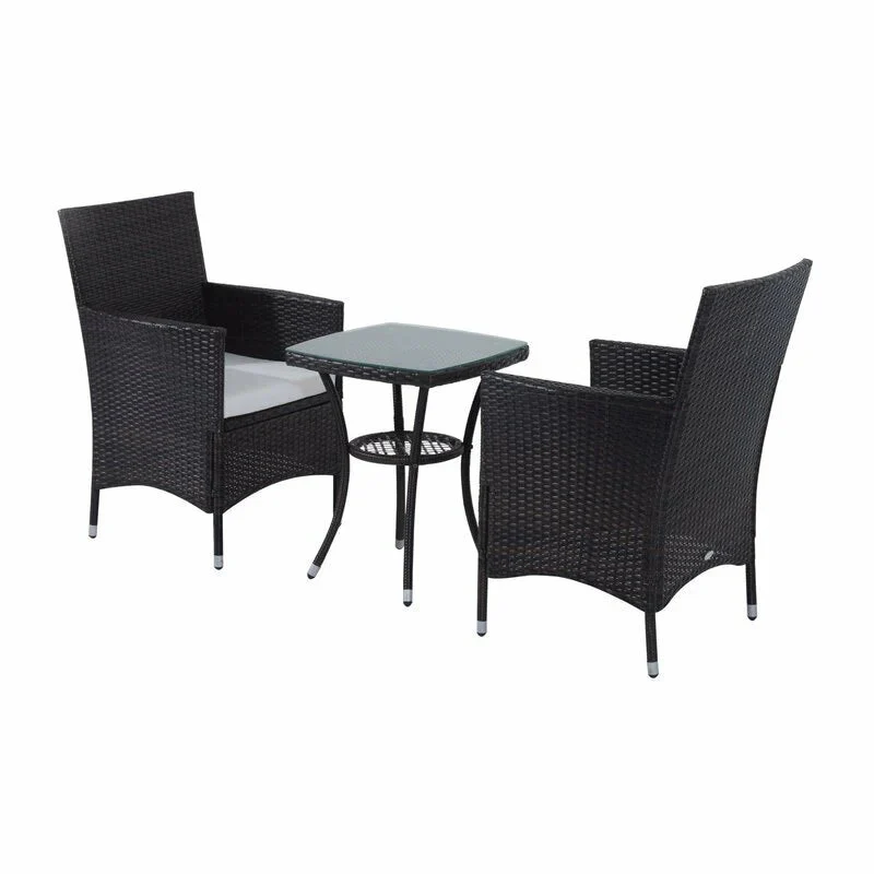 MyGreenearth Outdoor Patio Seating Set 2 Chairs 1 Table Black