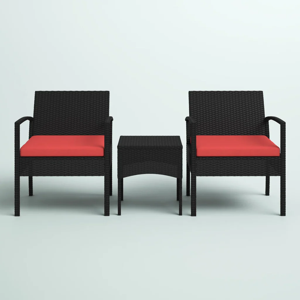 MyGreenearth Outdoor Patio Seating Set 2 Chairs and 1 Table Set (Brown + Red)