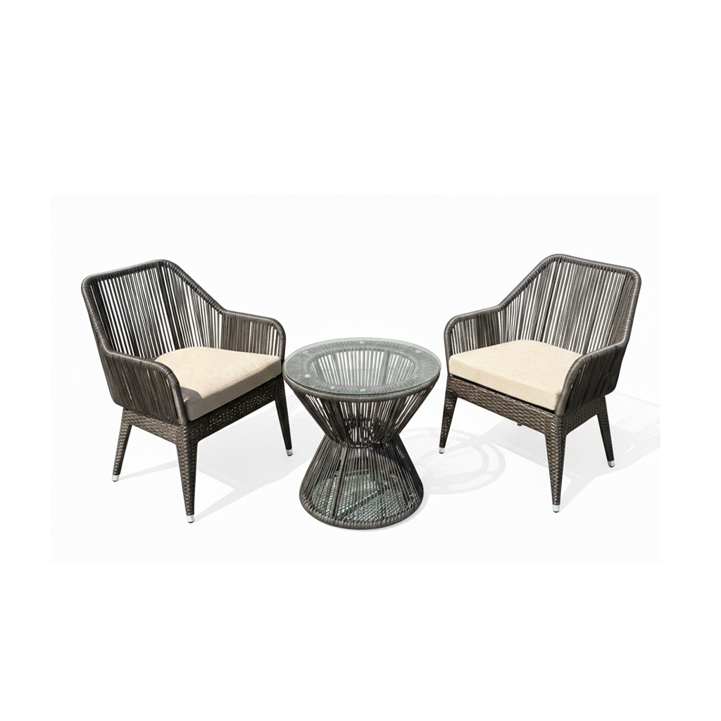 MyGreenearth Outdoor Patio Seating Set 2 Chairs and 1 Table Set Brown