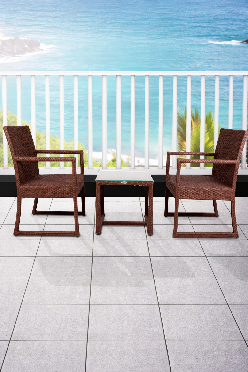 MyGreenearth Outdoor Patio Seating Set 2 Chairs and 1 Table Set (Brown)