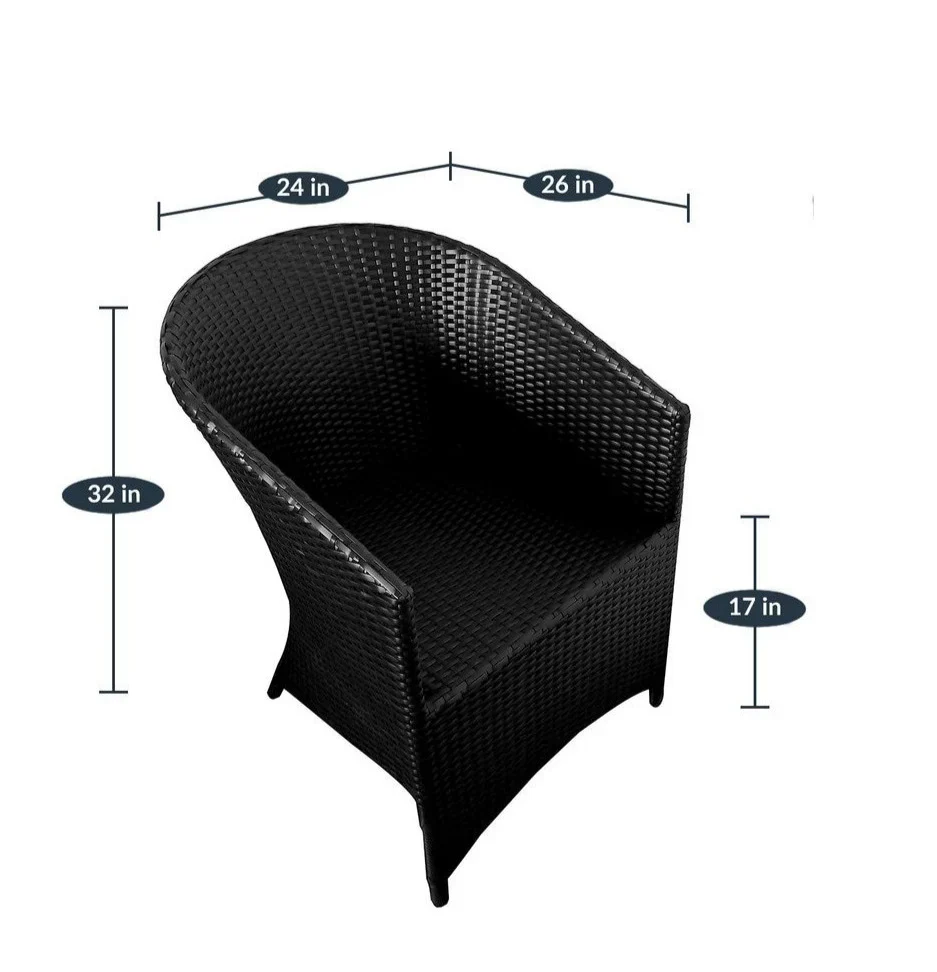 MyGreenearth Outdoor Patio Seating Set 2 Chairs and 1 Table Set Black