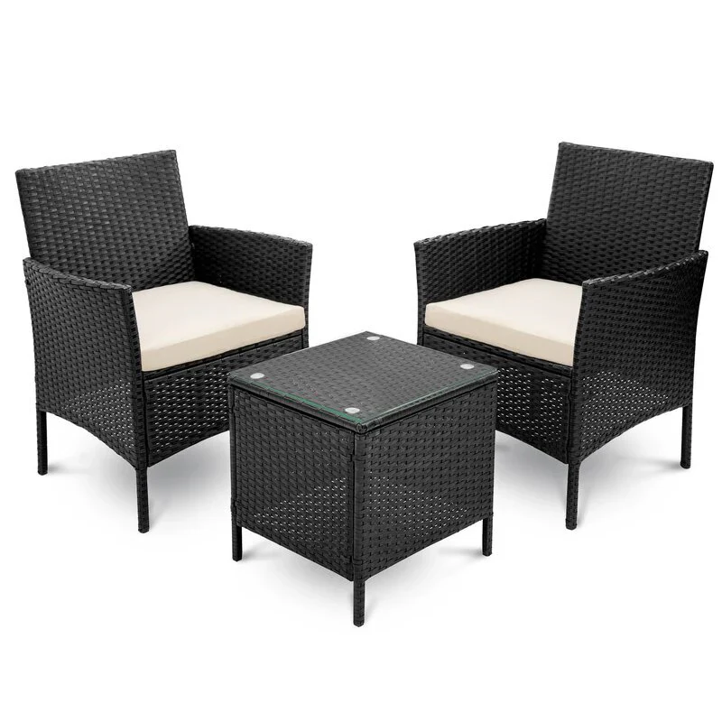 MyGreenearth Outdoor Patio Seating Set 2 Chairs 1 Table Black