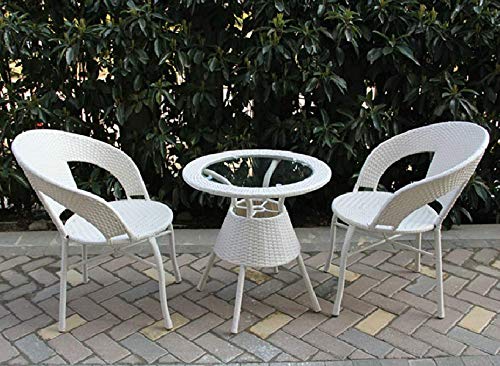MyGreenearth Outdoor Patio Seating Set 2 Chairs and 1 Table Set (White)