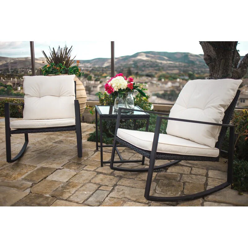 MyGreenearth Outdoor Patio Seating Set 2 Chairs and 1 Table Set Black
