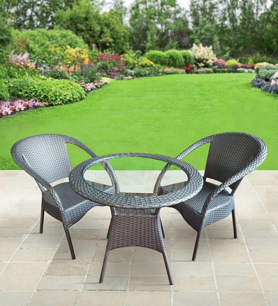 MyGreenearth Outdoor Patio Seating Set 2 Chairs and 1 Table Set (Silver)