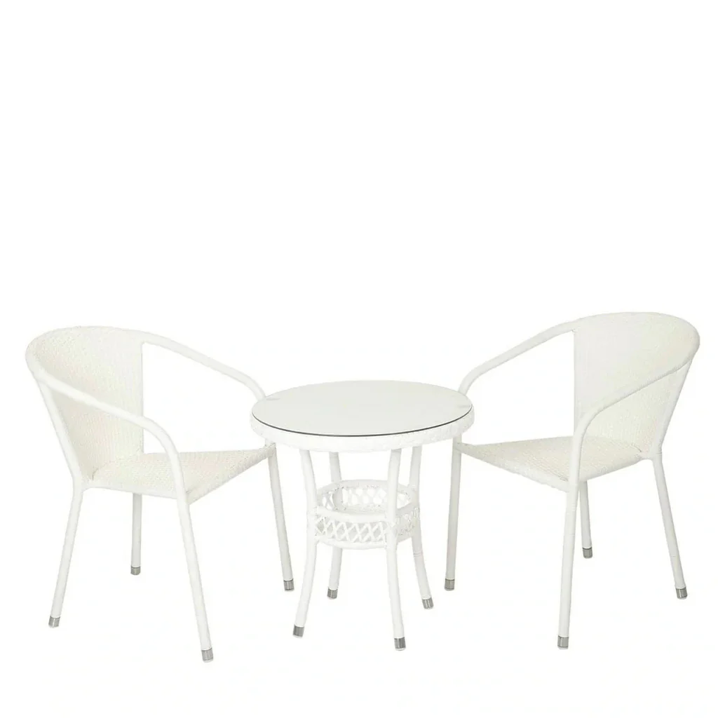 MyGreenearth Outdoor Patio Seating Set 2 Chairs and 1 Table Set (White)