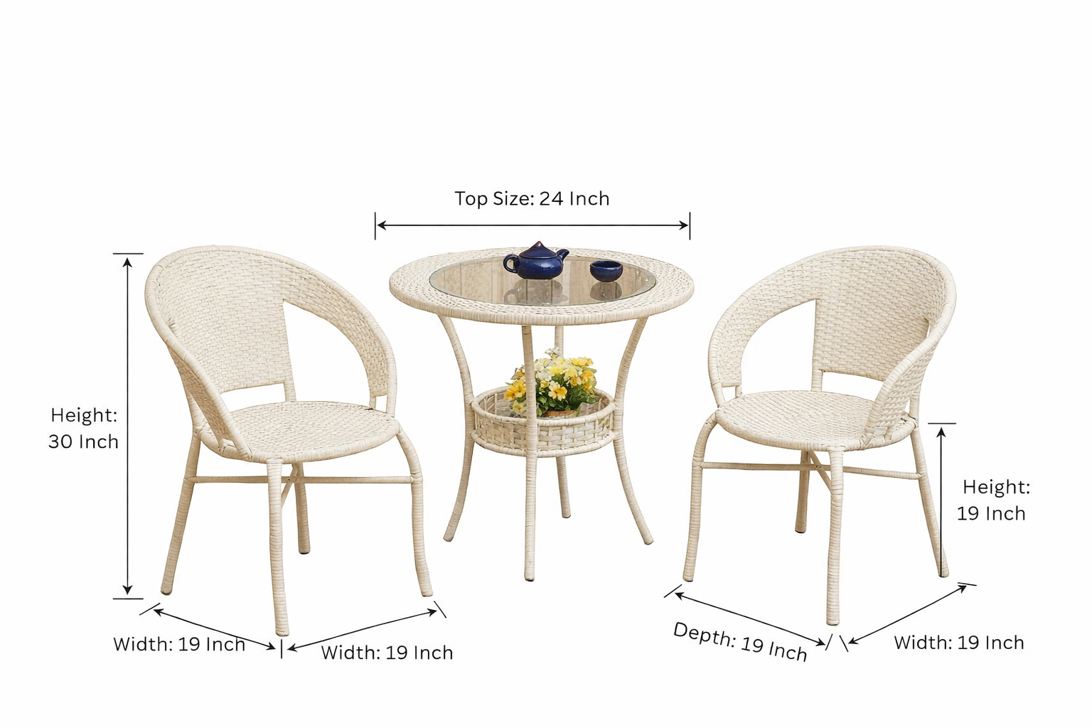 MyGreenearth Outdoor Patio Seating Set 2 Chairs and 1 Table Set (Cream)