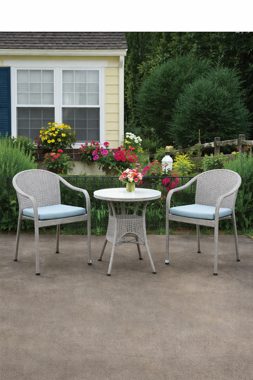 MyGreenearth Outdoor Patio Seating Set 2 Chairs and 1 Table Set (Grey)