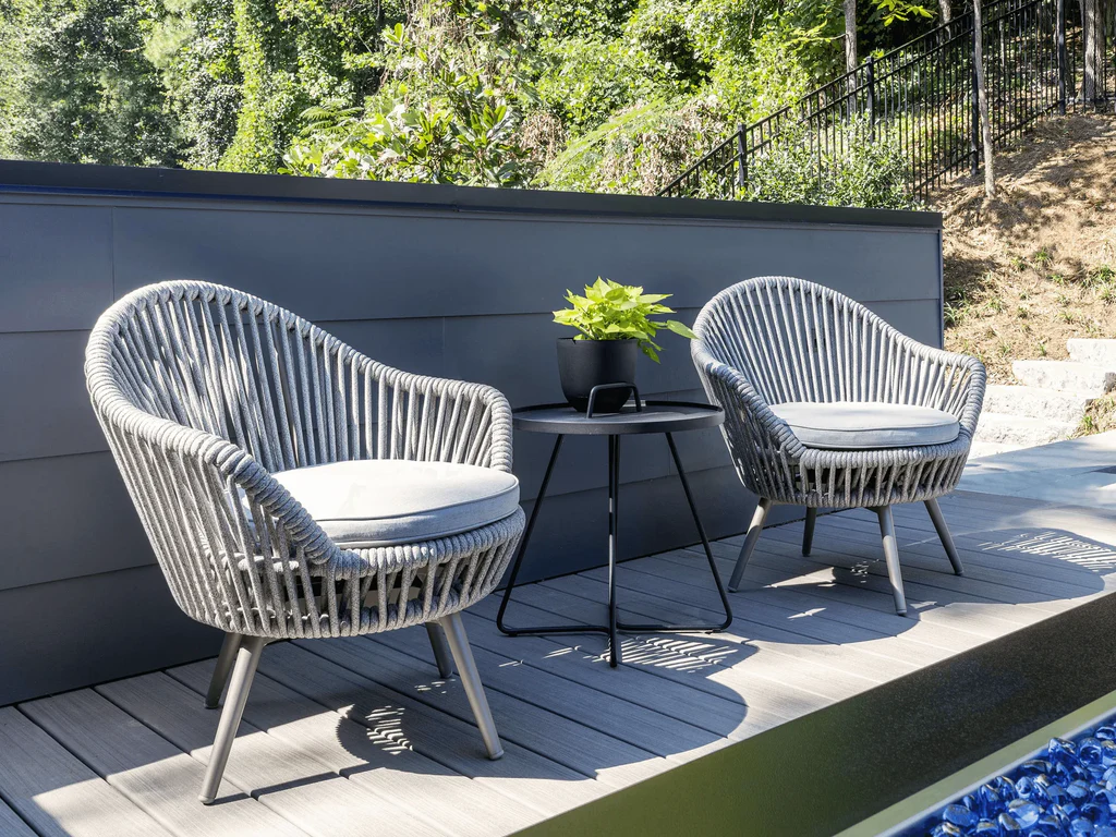 MyGreenearth Outdoor Patio Seating Set 2 Chairs and 1 Table Setc(Grey) Braided & Rope